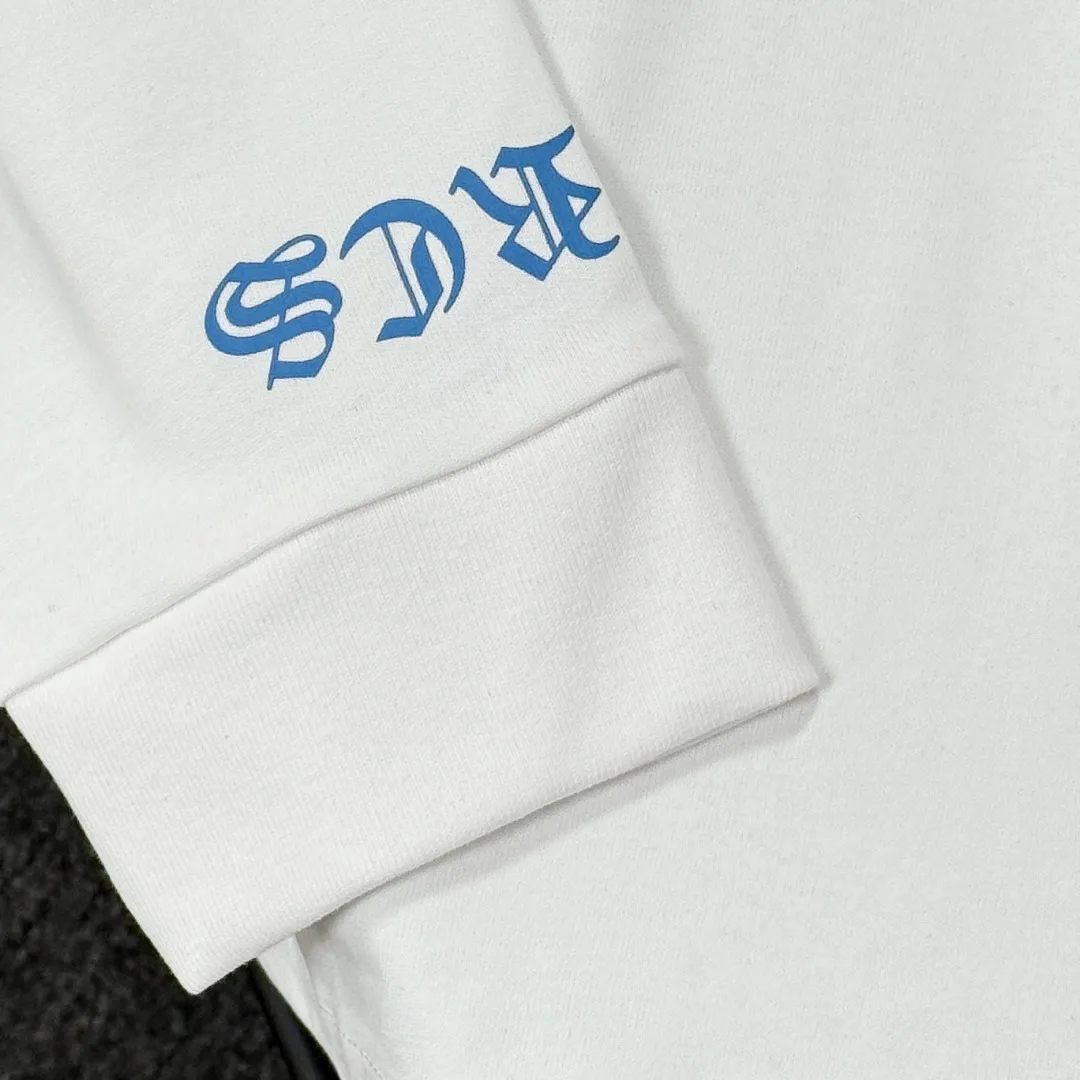P190 Chrome Hearts 25 high-version long-sleeved fabrics made of 300 grams of high-density cotton, non-deformable, non-shrinking, complete with three labels, same style for men and women, process: digital printing, color: white, black SIZE: S-XL